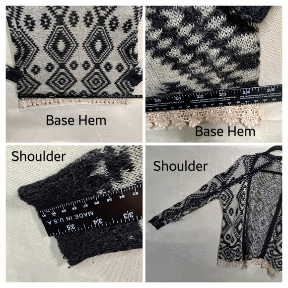 BKE Buckle Women Small  Gimmicks SW Tribal Open Front Wool Y2K Cardigan Sweater - Picture 5 of 7